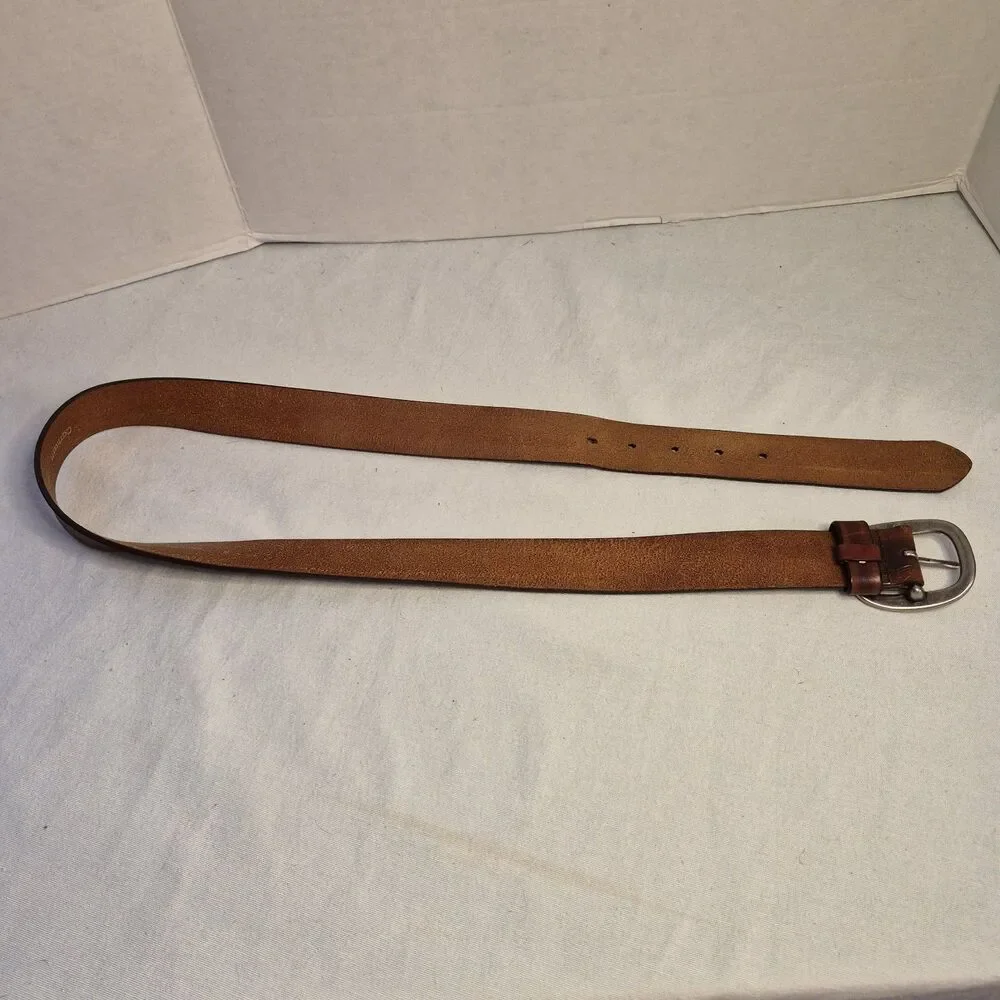 Carhartt Cowhide Leather Belt Size M Espresso WA017 Silver Tone Hardware